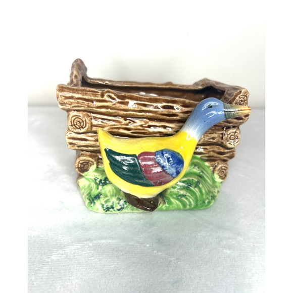 Vintage made in Japan set of two Duck Planters Black Blue yellow brown Ceramic - Picture 6 of 10